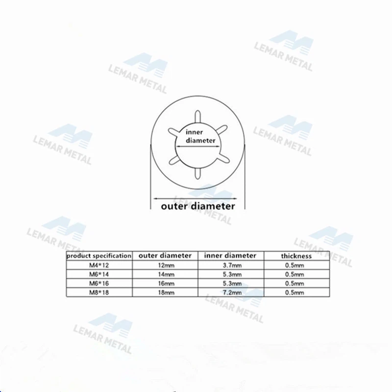 Ring Internal Star Washer Ring Internal Star Washer